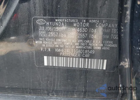 2016 Hyundai Sonata Hybrid/Se from USA, damaged, VIN KMHE24L11GA018549